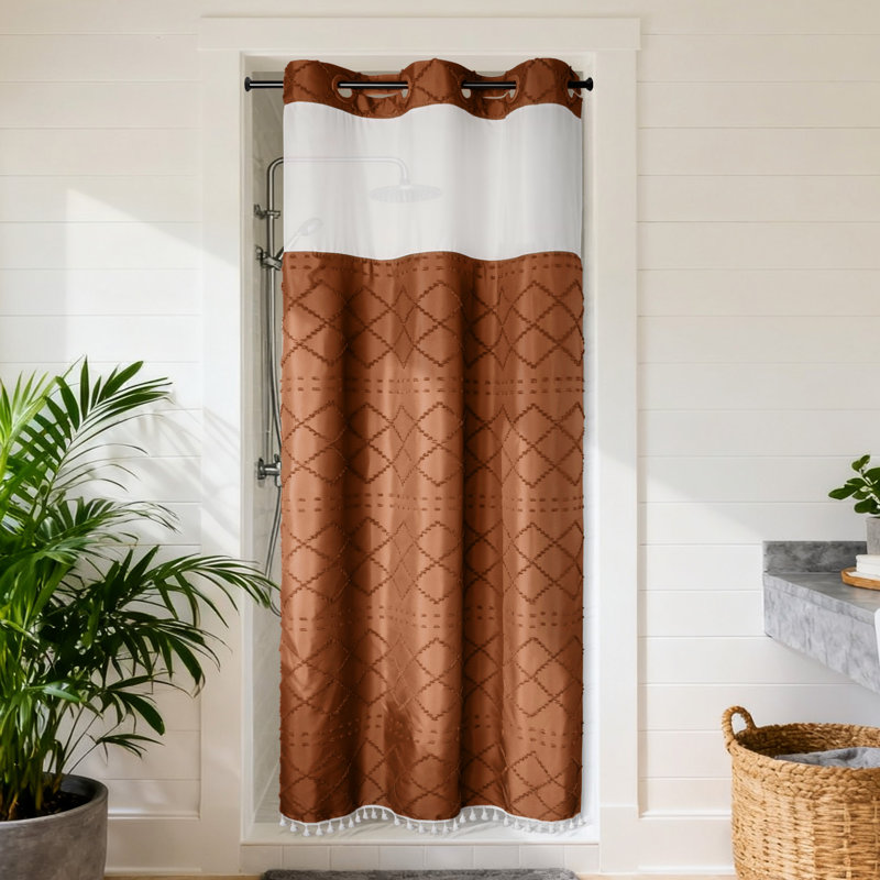 Rideau de douche Shorey, H 74 po x l 36 po, Terracotta