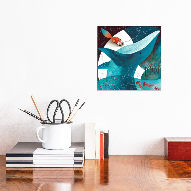 Fox And Whale III by The Cosmic Whale - Wrapped Canvas Gallery-Wrapped Canvas Giclée, 30.48 cm H x 30.48 cm W