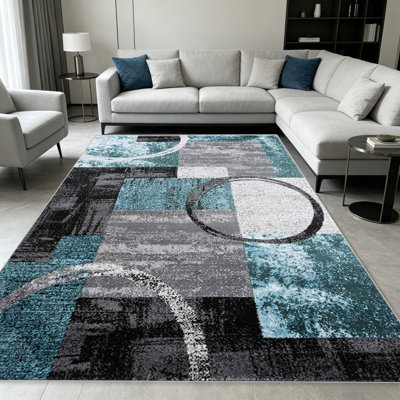 Tapis gris cercle gris pour le salon, doux et confortable, convient à toutes les saisons, facile à entretenir, tapis de sol intérieur lavable à la machine, sous la table de ferme convenant à la chambre à coucher, à la salle à manger, au bureau, au patio, au balcon, à la décoration intérieure