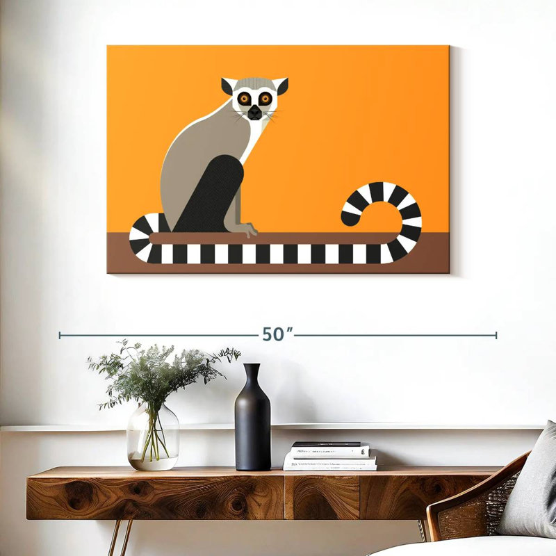 Illustration d'un lémur catta, H 26 po x l 39 po