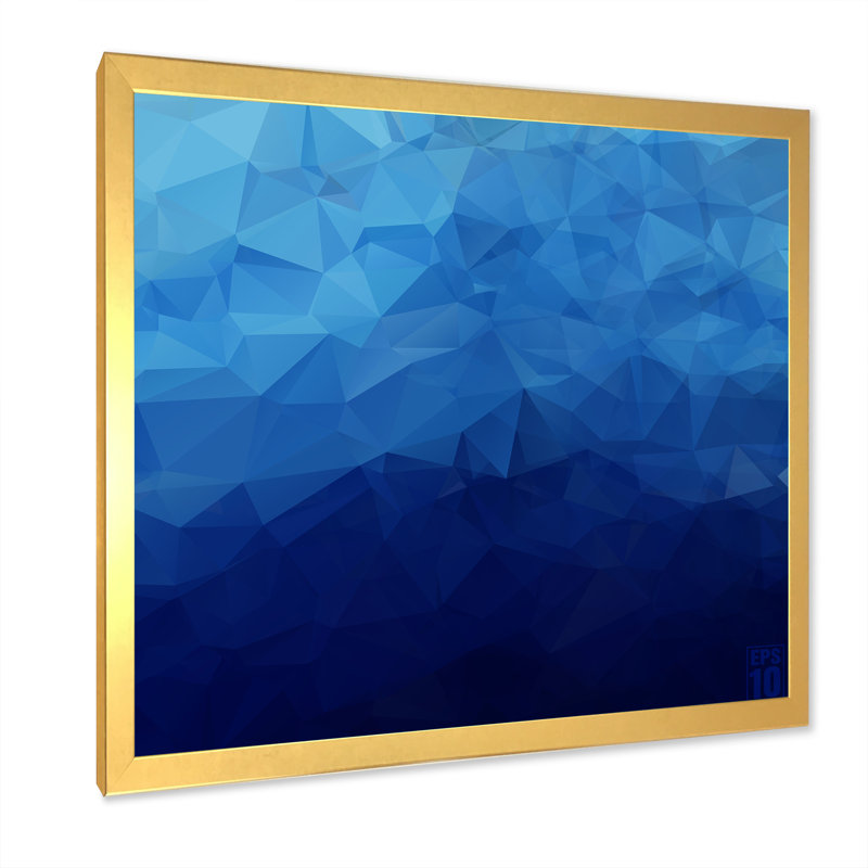 Abstrait géométrique de triangles - sur, H 16 po x l 16 po x P 1 po, Impression dorée sur toile encadrée