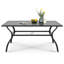 Table de salle à manger d'extérieur rectangulaire en fer thermolaqué 60,6 po pour 6 personnes avec trou pour parasol 1,57 po, plateau en lattes de fer et structure en fer thermolaqué pour l'extérieur-878848808