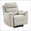 Fauteuil inclinable électrique Marsha en cuir synthétique gris clair avec levage, chauffage et massage