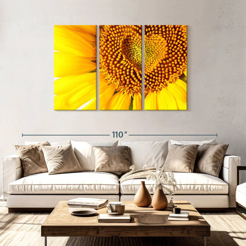 Harnek cœur de tournesol, H 48 po x l 74 po