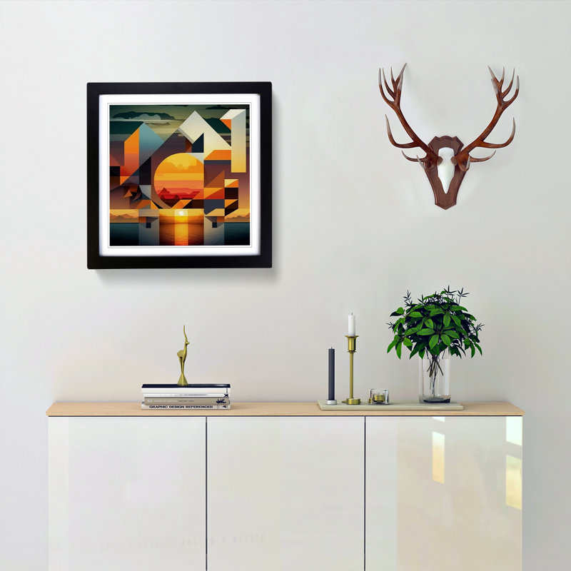 Sunset Cubism - Framed Print, Black
