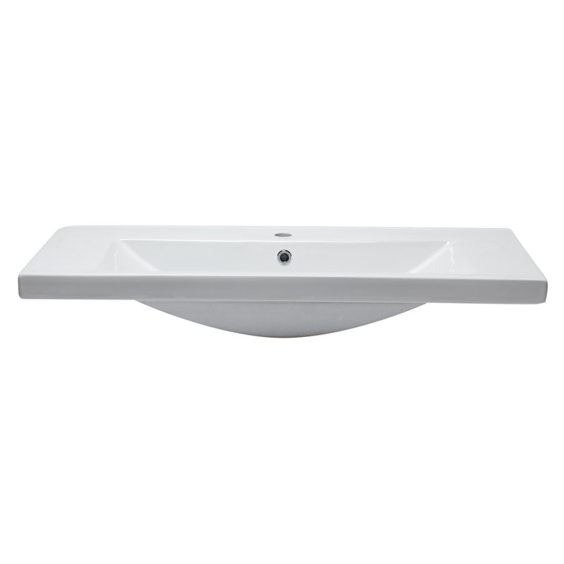 EAGO 19.13'' White Porcelain Rectangular Bathroom Sink with Overflow