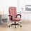 Chaise de bureau à 7 points de massage vibrante avec roues pivotantes, rose