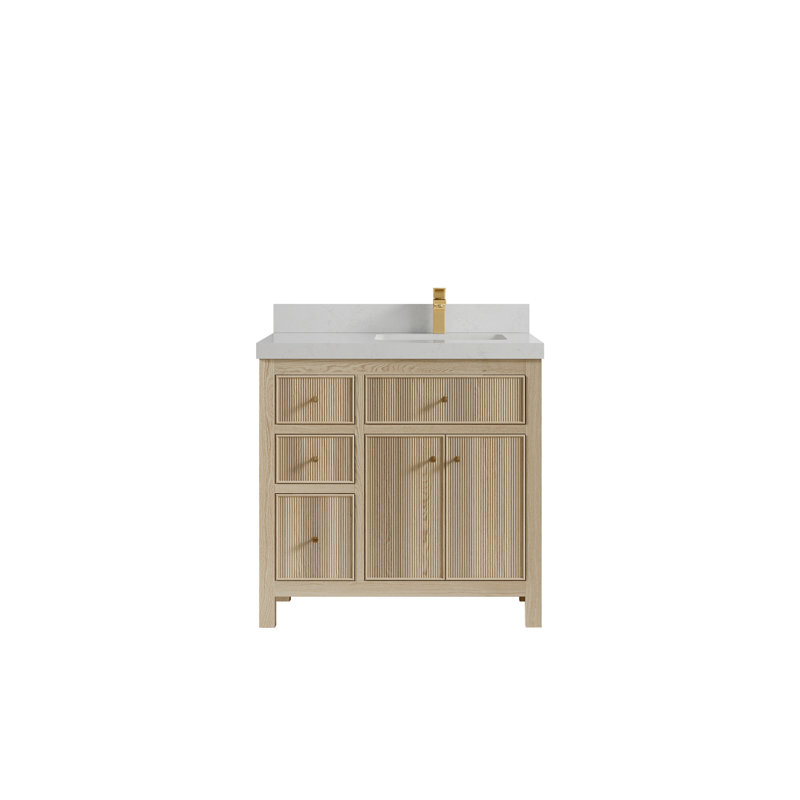 36" Single Bathroom Vanity Set, 36", Calacatta Laza, Natural