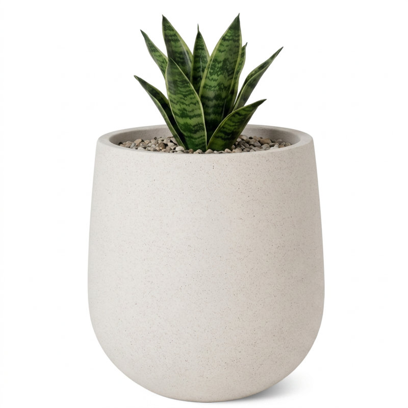 Pot à fleurs en ciment Efkea, H 28 po x l 26 po x P 26 po, Blanc