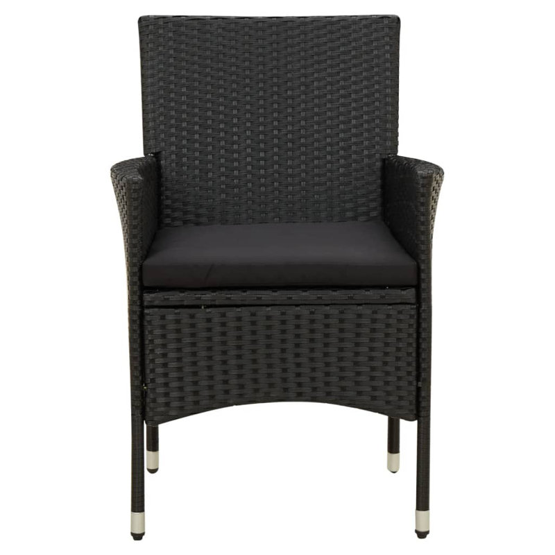 Chaise de patio avec coussin, Noir, Noir