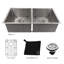 36" L x 19" W Double Basin Undermount Kitchen Sink with Basket Strainer