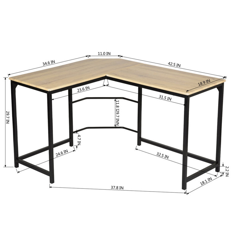 Teraves Modern L-Shaped Desk Corner Computer Desk Gaming Table