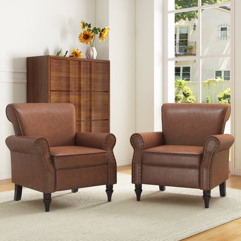 Fauteuil Enoks, Similicuir brun