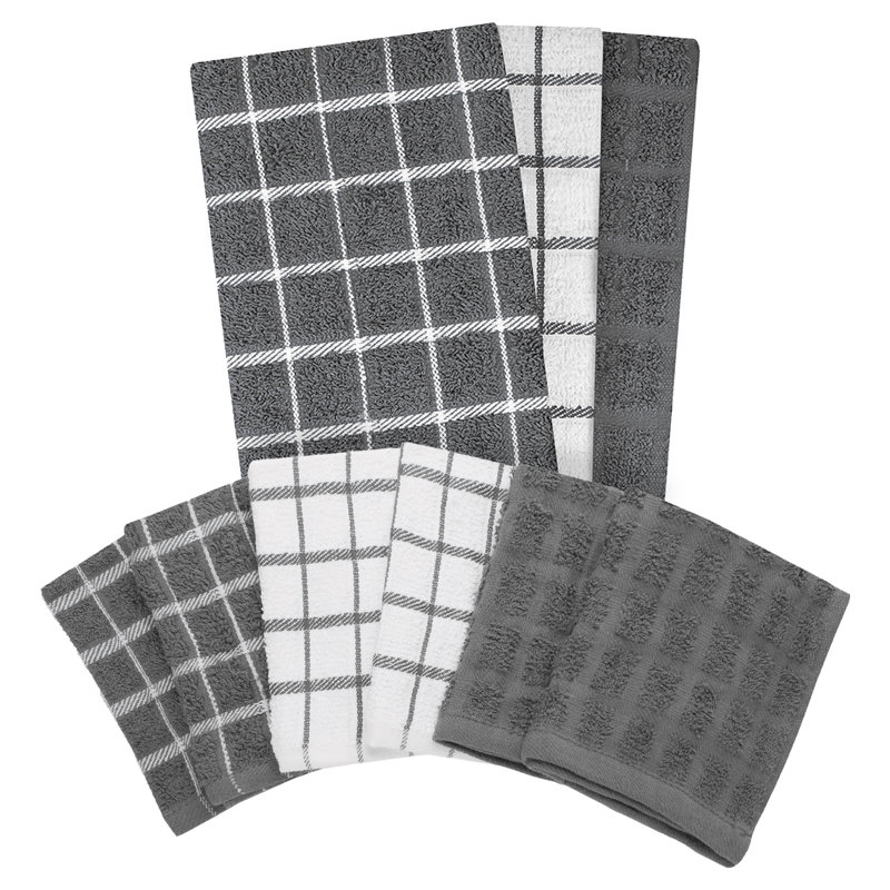 Cotton Kitchen Towel Linen Set, Gray