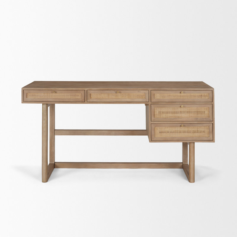 Solid Wood Writing Desk, Light Brown