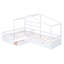 Lit plateforme simple en L avec trois tiroirs de rangement, conception peu encombrante pour les petites pièces et les familles-765570073