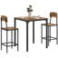 Ensemble de bar 3 pièces à hauteur de comptoir en acier rustique brun et noir, table carrée 31,5 pouces avec 2 tabourets pour les petits espaces de salle à manger