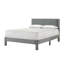 Lit simple rembourré de tête de lit simple avec texture nervurée, structure discrète et pieds discrets pour une chambre à coucher moderne-565797731-565797734
