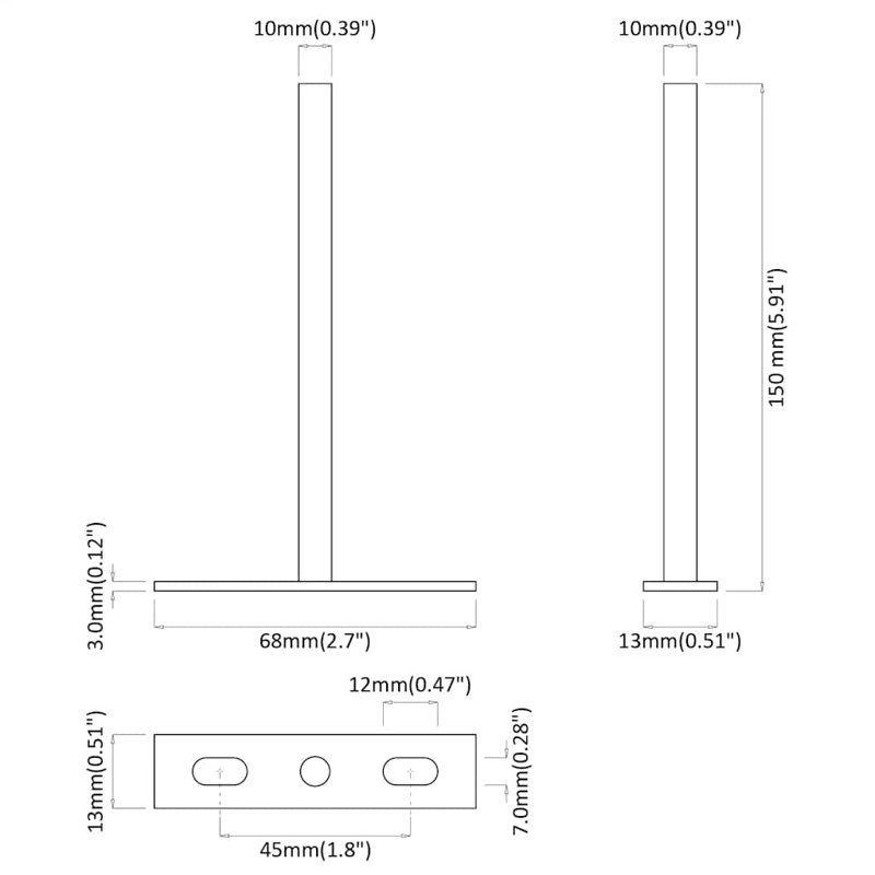  Floating Shelf Brackets 12Pcs Invisible 10X150 Mm Carbon Steel, 15cm H x 1cm W x 1cm D