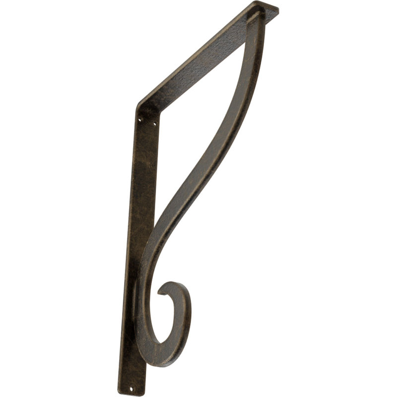 Support simple en fer forgé Ashford, Or pâle antique, H 12 po x l 1,5 po x P 10 po