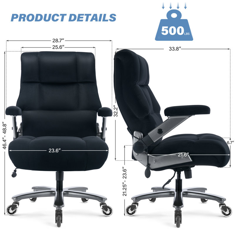 Big and Tall Velvet Office Chair，Ergonomic High Back Executive Office Chair, Dark Black