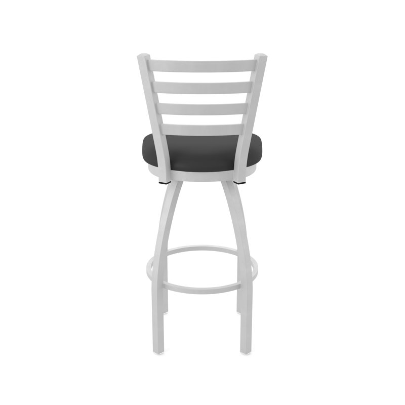 Jackie Swivel Stool, Anodized Nickel, Vinyl-Black Vinyl, Extra Tall (36" Seat Height)