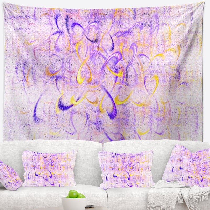 Tapisserie abstraite mauve à l'aquarelle abstraite, H 32 po x l 39 po
