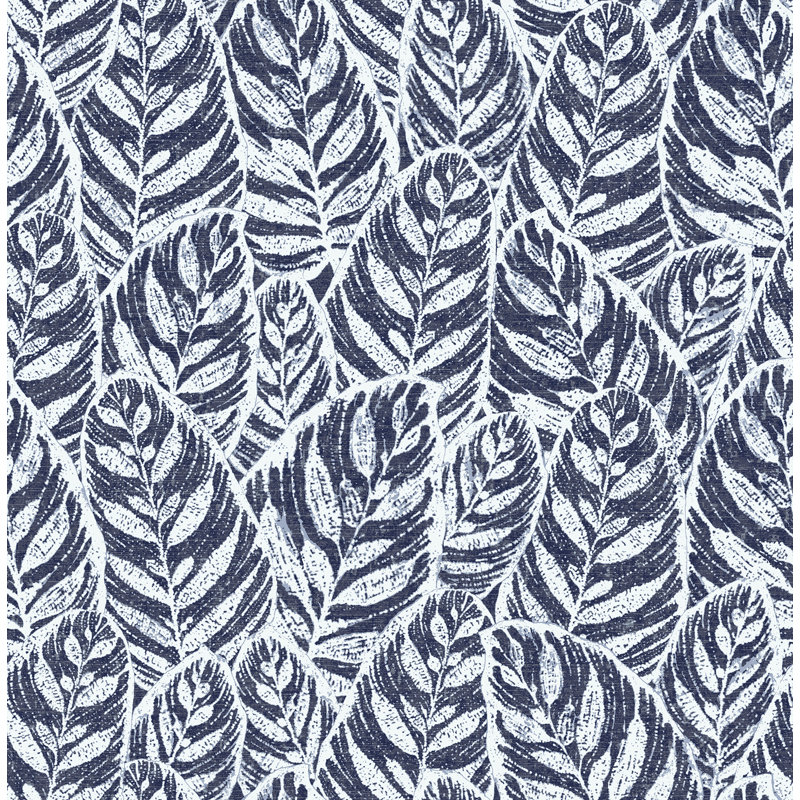 Rouleau de papier peint botanique Del L 33 pi x l 20,5 po Del Mar, Indigo