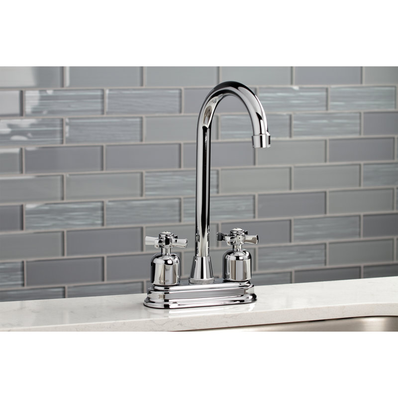 Kingston Brass Millennium Two-Handle 2-Hole Deck Mount Bar Faucet, Polished Chrome