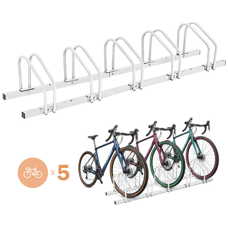 Kouerga Metal Freestanding Bike Rack, Silver