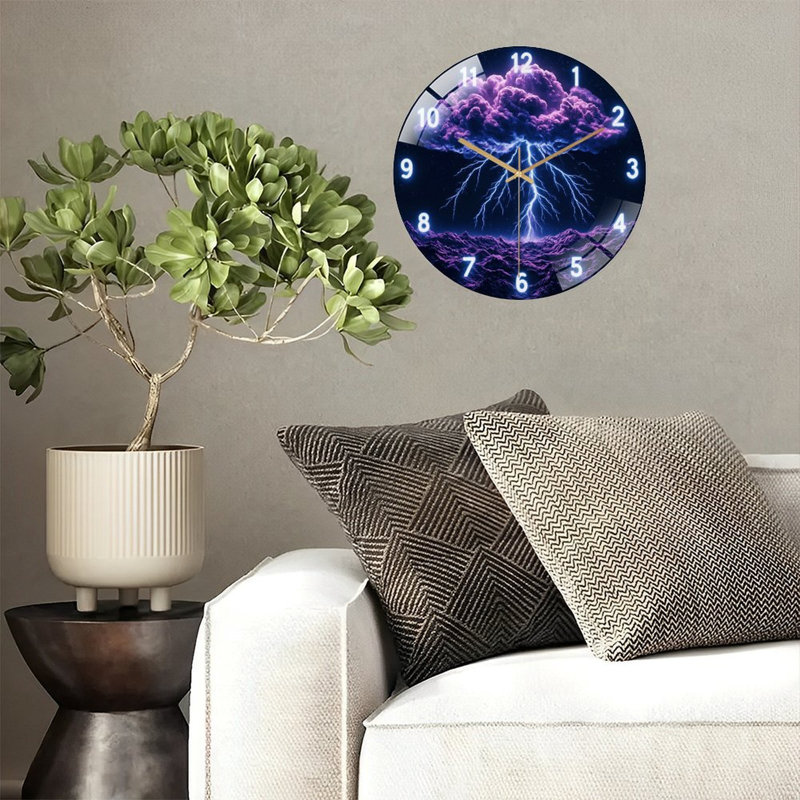 Horloge murale mauve en verre 12 po