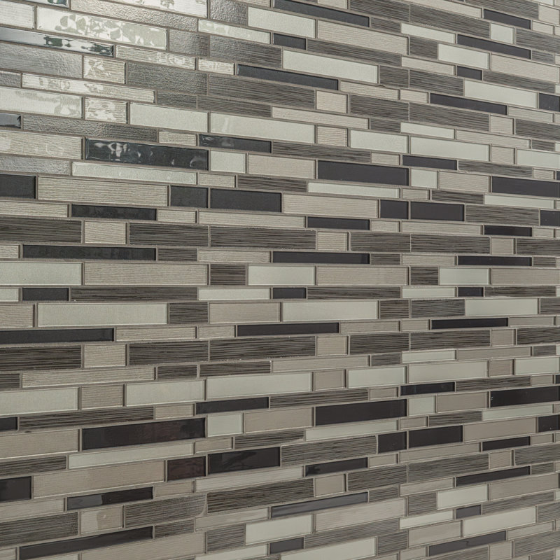 Vixo Grayscale 12 in. x 12 in. Glass Porcelain Blend Interlocking Mosaic Wall Tile, Grayscale