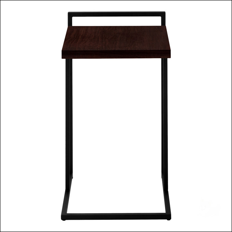 Table d'appoint en forme de C avec base en métal, Noir, noir, noir, noir, Gris