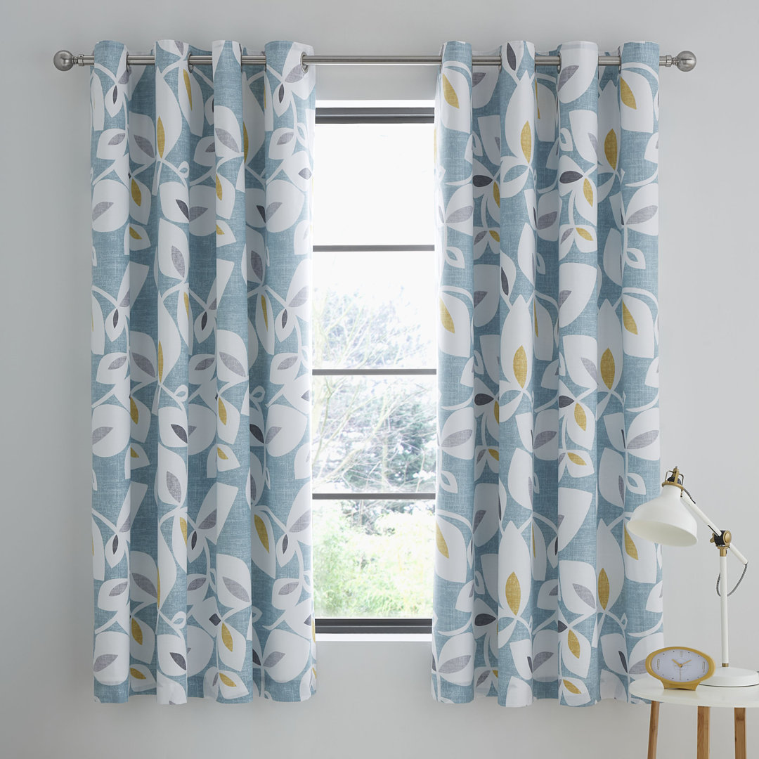 Inga Leaf Eyelet Room Darkening Curtains
