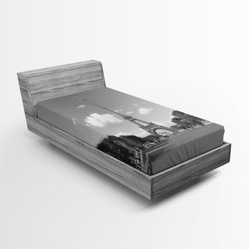 Drap-housse Tour Eiffel Ambesonne, Ensemble literie pour lit simple