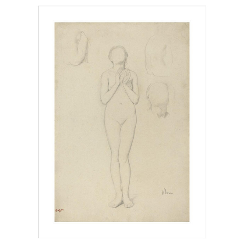 Étude d'un nu féminin par Edgar Degas - reproduction giclée encadrée, H 41,5 po x l 30,48 po