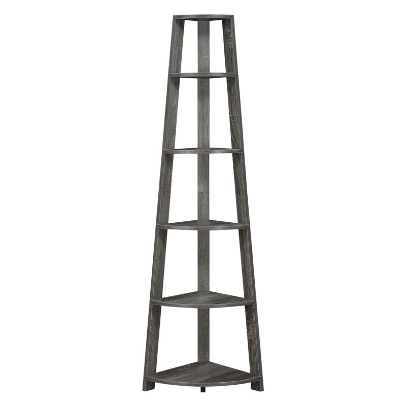 Sargun 71" H x 16.5" W Corner Bookcase, Weathered Gray