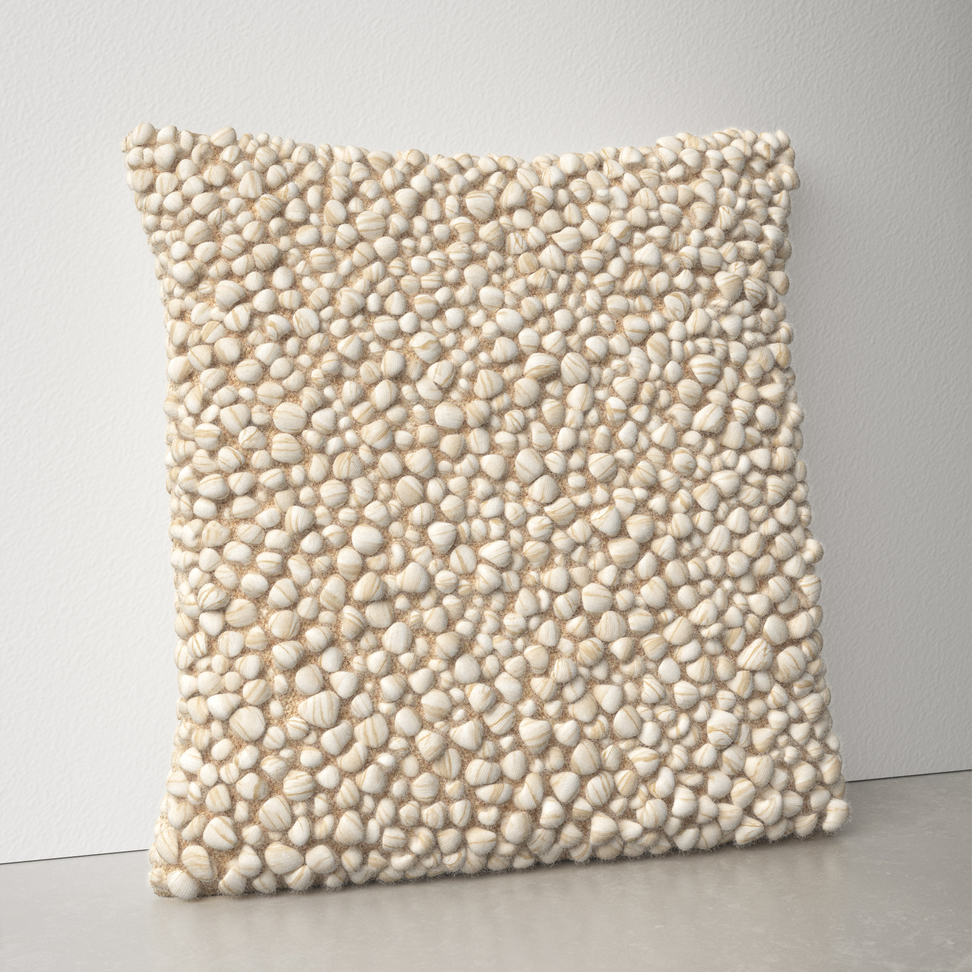 Upson Embroidered Wool Throw Pillow, Beige, Down