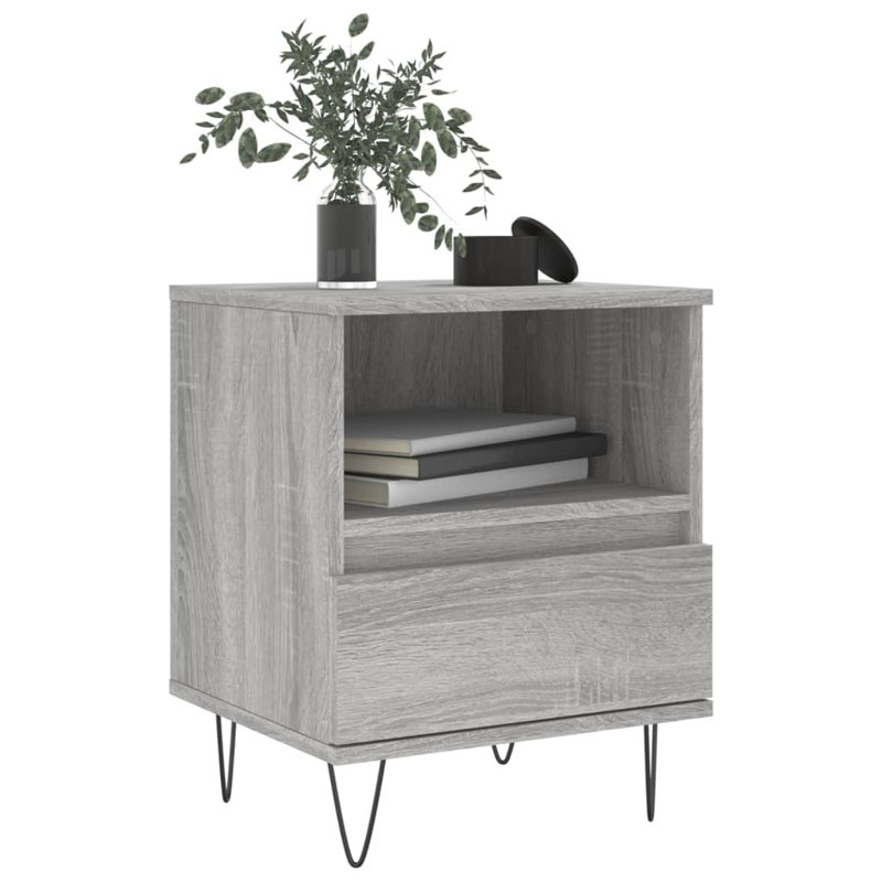 Ebenier 40cm W Manufactured Wood Bedside Table, Grey Sonoma, Individual