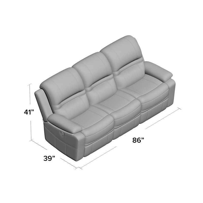 LosPalmos 86'' Faux Leather Reclining Sofa, Slate Blue