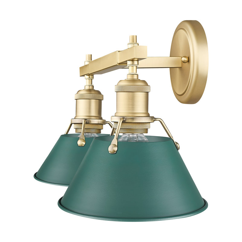 Éclairage pour salle de bain 2 lumières Orwell en étain avec vert pin, Bronze champagne brossé