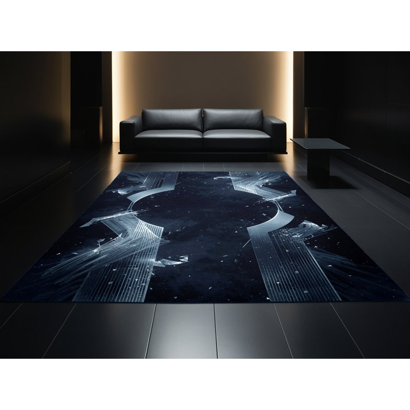 Tapis gris moderne à motif de portail magique lavable à la machine Chaplin, 8 x 10