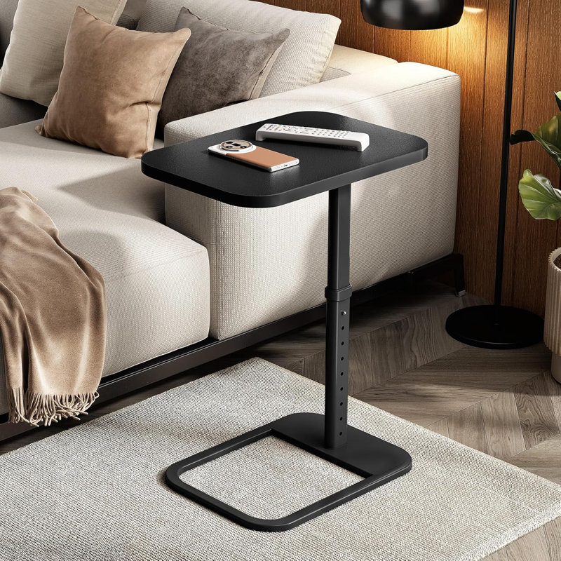 Table-plateau à hauteur ajustable avec panneau rabattable à 90 °, table d'appoint avec accoudoirs peu encombrants pour manger, ordinateur portable, canapé, lit ou petits espaces