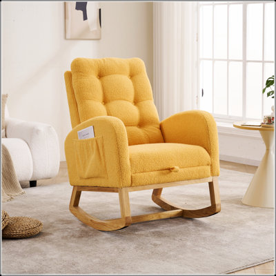 Comfortable Upholstered Rocking Chair with Footrest and High Back, Perfect for Living Room and Nursery Relaxation