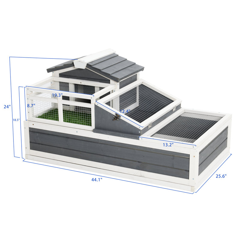 Villa pour 3 tortues avec cage de balcon lavable en bois pour animaux de compagnie et 2 structures