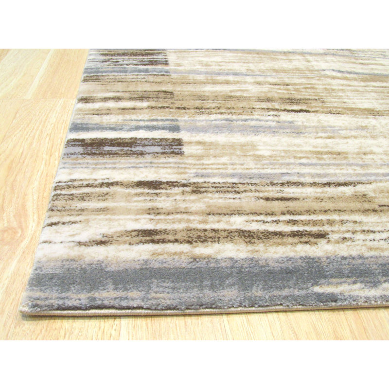 Tapis ivoire fabriqué à la machine Gulley, Rectangle 5 pi 3 po x 7 pi 3 po
