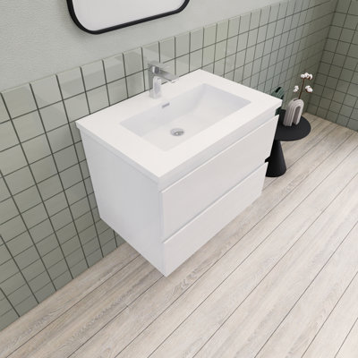 Meuble-lavabo flottant moderne simple Alcester Ivy Bronx
