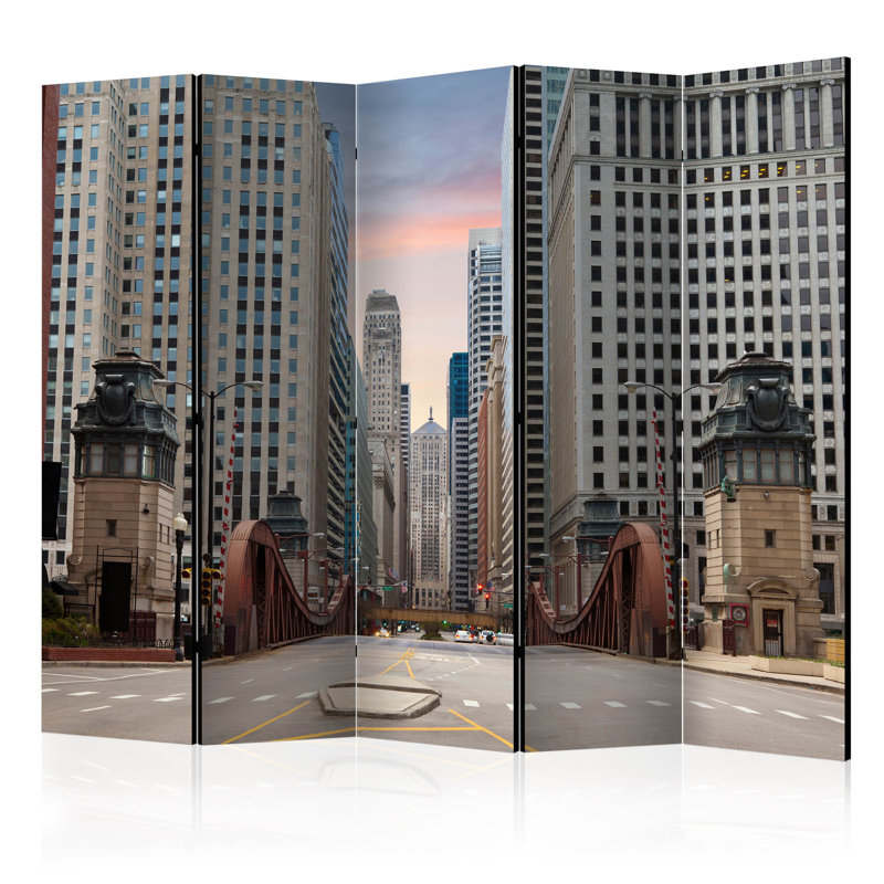 Ausable 225cm W x 172cm H 5 - Panel Solid Wood Folding Room Divider
