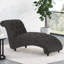 Chaise longue Comfy Curvy, tissu gris anthracite piqué à boutons et à losanges, chaise longue à pieds en bouleau, style bois