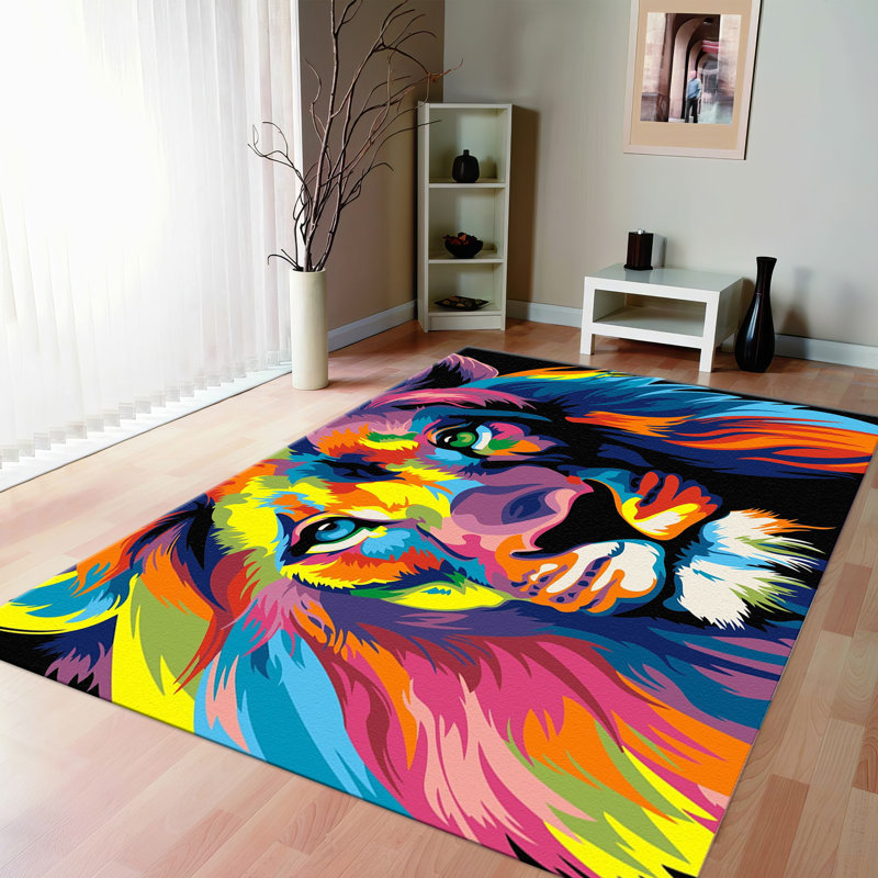 Printed Goblen Fabric Rug with Intricate Geometric Patterns in Warm Earth Tones Ideal for Home Decor Enhancement